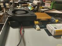 Blower propped up with some foam blocks